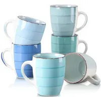 Happiq Regalia Mokkenset - 6 stuks - 470ml - Ovaal - Koffiemokken - Melkbeker - Met oor