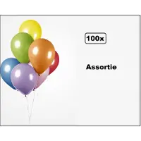 Partyxplosion 100x Ballonnen assortie 27cm - Carnaval thema feest party oud en nieuw festival
