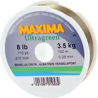 Maxima Ultragreen Nylon Vislijn – 100 meter – Onzichtbaar onder water 0.25MM / 8LB (3.63KG)