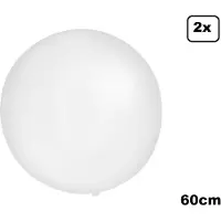 Partyxplosion 2x Mega Ballon 60 cm wit - Super Ballon carnaval festival feest party verjaardag landen helium lucht thema