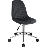 Happyment Werkkruk Miva - Donkergrijs - Voor volwassenen - Op wieltjes - Velvet - Ergonomische bureaustoel - In hoogte verstelbaar