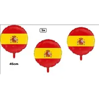Partyxplosion 3x Folieballon Spanje 45cm - niet opgeblazen geleverd - Landen EK WK Italiaans festival thema feest fun