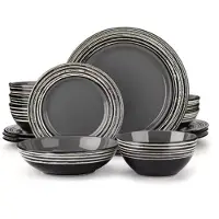 Happyment Vitaria Serviesset - 16 delig - 4 persoons - Bruin - Dinerborden - Bordenset - Diepe borden - Ontbijtborden - Keukenservies - Servies