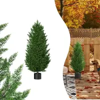 LZQ 2e Kunstzeder 90cm Kunstbeukboom in Pot Cypresplant UV-bestendige Kunstplanten Zederboom Balkonplanten Kunstgroen voor Tuin, Balkon, Terras, Woonkamer, Kantoor