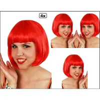 Partyxplosion 4x Pruik Sensation bobline rood - Carnaval thema feest party festival optocht