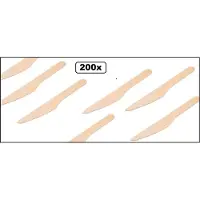 TakeAware 200x Houten mes naturel 160mm - Bestek duurzaam hout mes salade BBQ Food