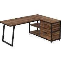 Happiq Hoekbureau London - Computerbureau - 135cm - Bruin - Voor thuis of werk - Hout en metaal