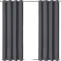 Happiq Buitengordijn Vaylen - Waterdicht - Winddicht en verduisterend - Voor Overkapping, Tuinterras, Gazebo en Pergola - Thermisch Geïsoleerd - Donkergrijs 140x244cm