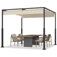 ACXIN Pergola - Metalen Pergola - Waterdicht & Winterbestendig - 3x3 m - Schuifdak & Zonbescherming - Beige