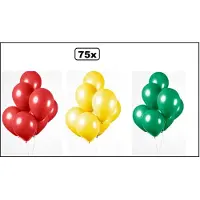 Partyxplosion 75x Ballonnen rood/geel/groen 27cm - Carnaval thema feest party oud en nieuw festival