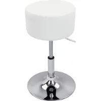 Happyment Ronde Barkruk Zizi - Met rugleuning - Ergonomische barstoel - Wit - Set van 1 - Keuken en bar - In hoogte verstelbaar - Zithoogte 52-67cm
