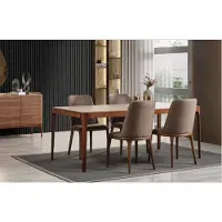 AEA Esszimmer Gruppe Essgruppe Essecke Esstisch Stühle 7tlg Holz Braun