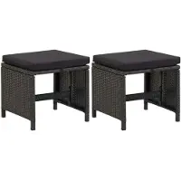 Syfax Tuinkrukken 2 st met kussens poly rattan zwart