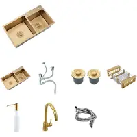 OEM Keukenwastafel, dubbele wasbak, opbouwmontage, 75x40 cm (breedte)