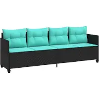vidaXL - Ligbed - met - kussens - poly - rattan - zwart