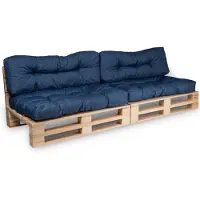 Bananair - Palletkussens 2x Set - Tuinkussens voor Palletbank - 2x Zitkussen 120x80x15 cm & 2x Rugkussen 120x40x15 cm - Blauw