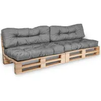 Bananair - Palletkussens 2x Set - Tuinkussens voor Palletbank - 2x Zitkussen 120x80x15 cm & 2x Rugkussen 120x40x15 cm - Grijs
