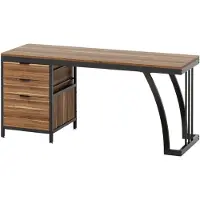 Happiq Computerbureau - Bureau met lades - Werktafel - Voor studeren of werken - 3 lades - Walnut