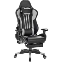 Happyment Luxe Gaming stoel - Met voetsteun - Rode Strepen - Gamestoel - Verstelbaar in hoogte - Chair - Ergonomische bureaustoel - Chair - Kunstleer