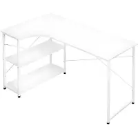 Happyment L-vormig Computertafel - Hoekbureau Werkstation voor Studie, PC, Laptop & Gaming - Ideaal voor Eetkamer of Werkruimte