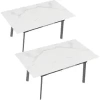 Happyment 8-10 Personen Gesinterde Stenen Eettafel Opulence - 180 cm Uitschuifbare Keuken Eettafel voor Kerst - Metalen Frame