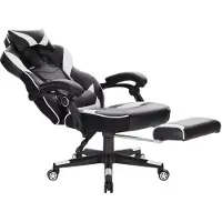 Happyment Gaming stoel Preformace - Verstelbaar in hoogte - Met voetsteun - Gamestoel - Chair - Ergonomische bureaustoel - Chair - Wit - Kunstleer