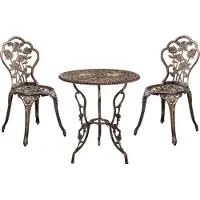 Casa.pro Bistroset balkonset gietijzer tuintafel 2 tuinstoelen bronskleurig