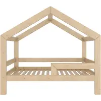 Need Sleep - Montessori Kinderbed Huisbed 90x200 cm - Naturel Hout - Peuterbed met Uitvalbescherming - Symmetrisch