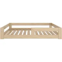 Need Sleep Montessori Bed Kinder Vloerbed 90x200 cm - Naturel Hout - Lattenbodem Laag Kinderbed - met Uitvalbescherming - Peuterbed Jongens Meisjes – Bed voor Kinderen