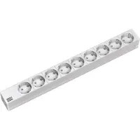 Bachmann 333.401 19 inch Stekkerdoos voor patchkast 1 HE Geaarde contactdoos Lichtgrijs