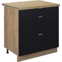 Vicco Fame-Line Keukenonderkast – 80 cm met 3 laden, WB Eik Zwart gestreept