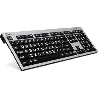 Logickeyboard XL-Print, aluminium, wit op zwarte achtergrond, FR (PC/Slim)