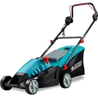 Könner&Sohnen KS 38LM-BL, handgrasmaaier, 38 cm, snijhoogte instelbaar van 2,5 cm tot 6,5 cm, 3000 omwentelingen per minuut, opvangbak van 50 liter