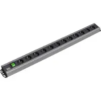 Bachmann stekkerdoos 12x geaard contact, met schakelaar, 2 m