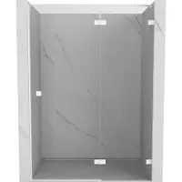 Mexen Lunar douchedeur scharnierend rechts 130 , transparant, wit - 834-130-000-20-00-P