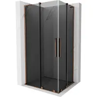 Mexen Velar L Duo schuifdouchecabine 100 x 90 , grafiet, roze goud - 871-100-090-02-43-60