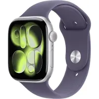 Apple Watch Series 11 GPS + mobiel 46 mm zilverkleurige aluminium behuizing met paarse mist sportband - S/M