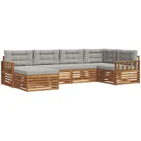 vidaXL Buiten bank set 6 st Natuurlijk en Licht Grijs