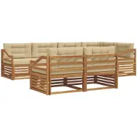 vidaXL Buiten bank set 7 st Natuurlijk en Beige
