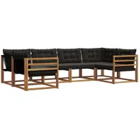 vidaXL Buiten bank set 6 st Natuurlijk en zwart