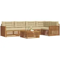 vidaXL Buiten bank set 6 st Natuurlijk en Beige
