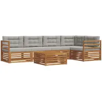 vidaXL Buiten bank set met kussen 6 pcs Natuurlijk en Licht Grijs