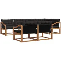 vidaXL Buiten bank set 7 st Naturel en Zwart