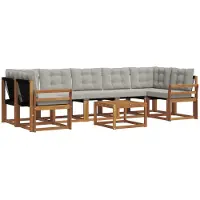 vidaXL Buiten bank set 8 st Natuurlijk en Licht Grijs