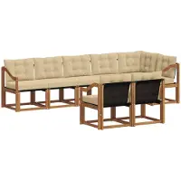 vidaXL Buiten bank set 8 st Natuurlijk en Beige