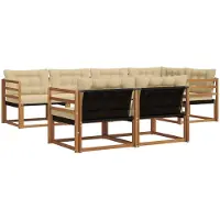 vidaXL Buiten bank set 7 st Natuurlijk en Beige