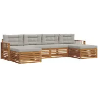 vidaXL Buiten bank set 6 st Natuurlijk en Licht Grijs
