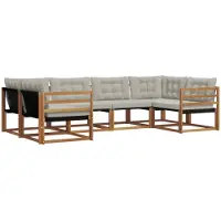 vidaXL Buiten bank set 6 st Natuurlijk en Licht Grijs