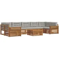 vidaXL Buiten bank set 8 st Natuurlijk en Licht Grijs