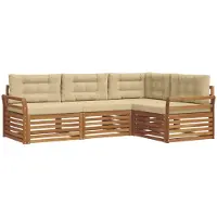 vidaXL Buiten bank set 4 st Natuurlijk en Beige